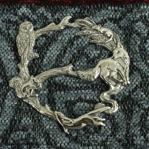 New British Wildlife Fox Otter Owl Scarf Ring UK Pewter Made in Scotland